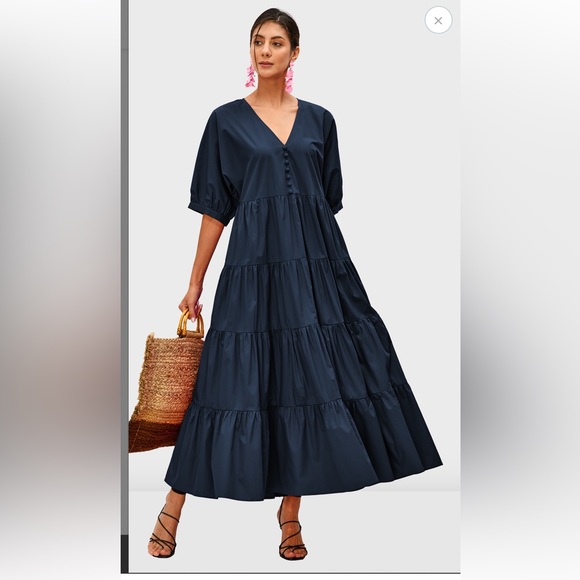 Boho Wayward Fancies Blue Cotton Maxi Dress - Picture 1 of 9